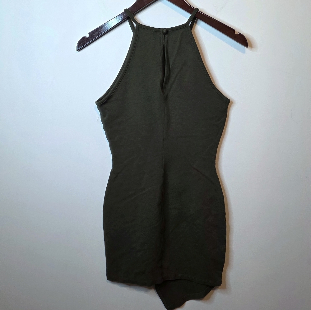 Windsor Olive Green Asymmetrical Bodycon Dress Elevated Streetwear Size Medium - Picture 8 of 9